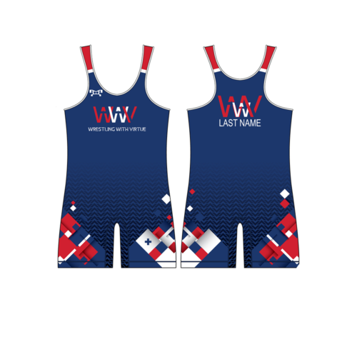 Men's Wrestling With Virtue Singlet - Blue Custom