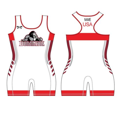 Dominate Wrestling Club Women's Red Freestyle Custom Singlet