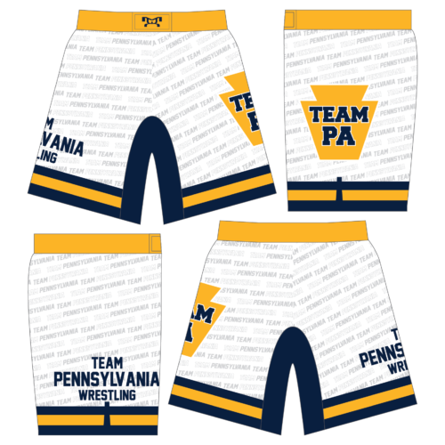 Team Pennsylvania Wrestling Custom WHITE & GOLD Fight Shorts 2024