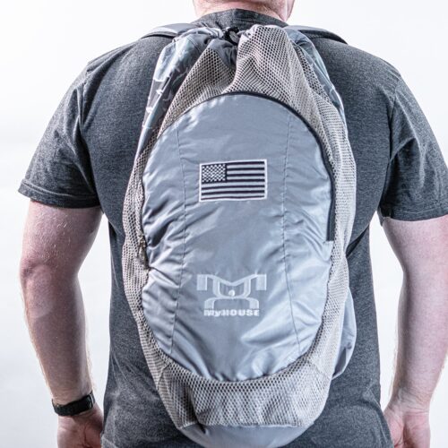 USA Grey Camo Embroidered Gear Bag With Water Bottle Pouch
