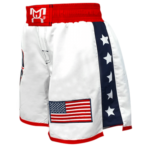 Women's White USA Fight Shorts - Embroidered with Sub side panels - Image 4