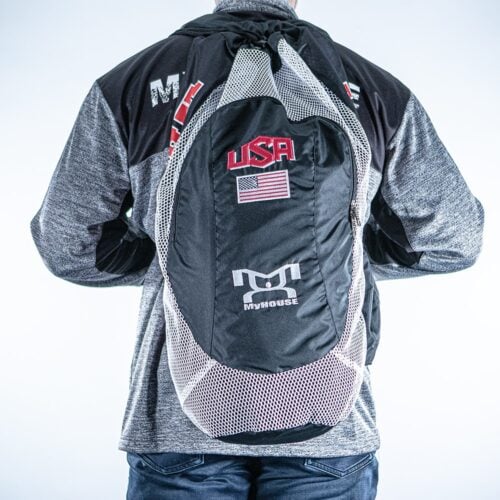 USA Black Embroidered Gear Bag With Water Bottle Pouch