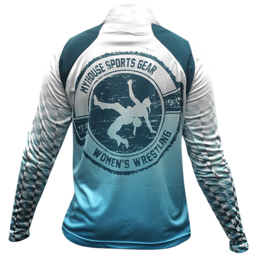 AOC Women's Wrestling White & Blue Quarter Zip - Image 3