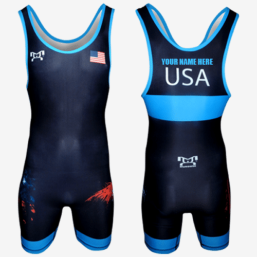 Customizable USA Freestyle Singlet- Black