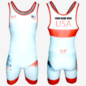 Customizable USA Freestyle Singlet- White