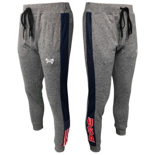 USA Freedom Joggers - Mens Heathered Box Stripe - Image 2