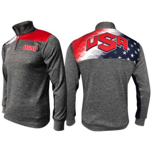 USA Freedom Quarter Zip - Heathered Box Stripe