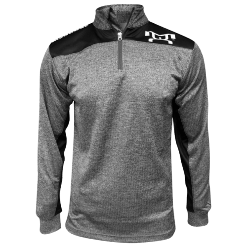 Black AOC Quarter Zip - Heathered Box Stripe - Image 3