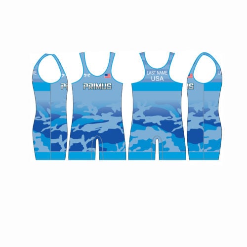 Primus Wrestling Camo Blue Singlet