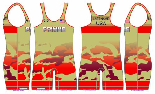 Primus Wrestling Camo  Red Singlet