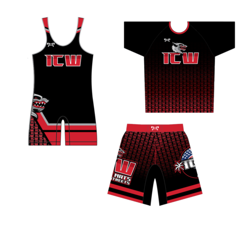 Inner City Wrestling Singlet, fight shorts, Dri Fit shirt Combo