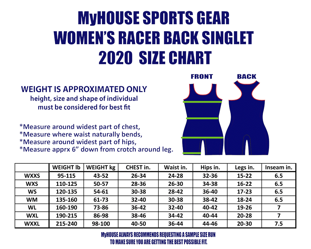 MyHOUSE 2020 Women's Singlet Size Chart_