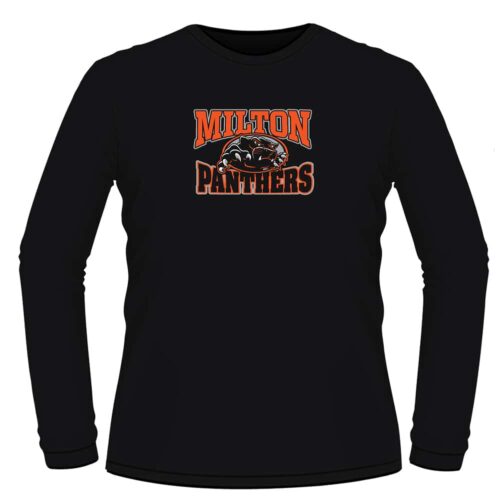 Milton Panthers Custom Long Sleeve Black T-Shirt