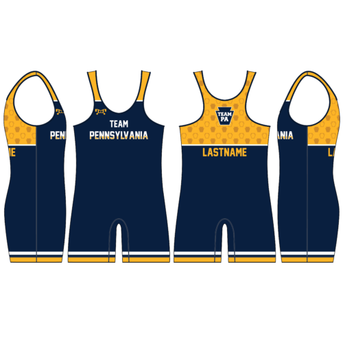 Team Pennsylvania Wrestling Custom Navy & GOLD Singlet 2024