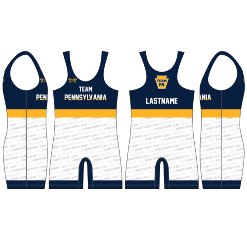 Team Pennsylvania Wrestling Custom NAVY & WHITE Singlet 2024