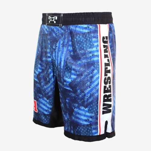 Blue Flag Camo Wrestling Shorts - Image 3