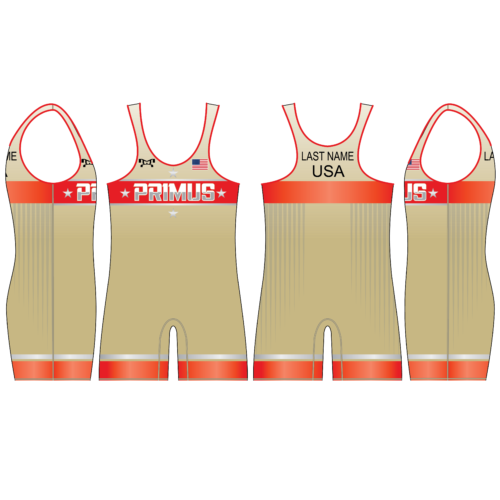 Primus Wrestling Custom Men's Red Singlet 2024