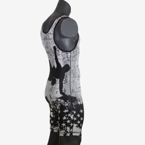 USA Black & White Wrestling Pride Men's Singlet - Image 13