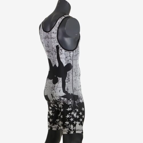 USA Black & White Wrestling Pride Men's Singlet - Image 14