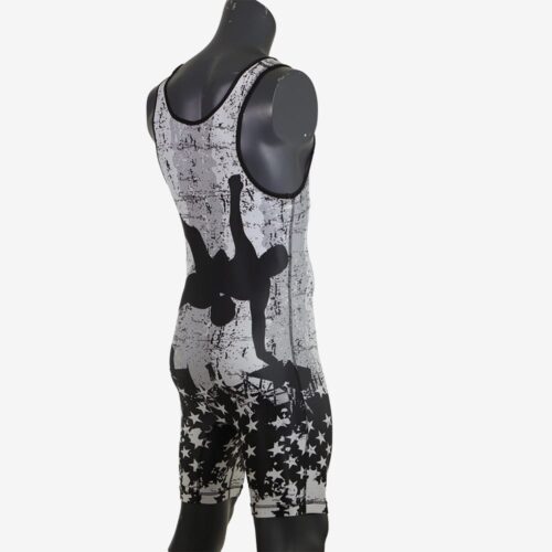 USA Black & White Wrestling Pride Men's Singlet - Image 15
