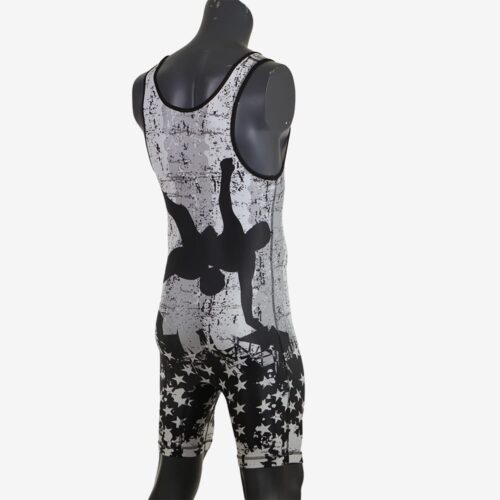 USA Black & White Wrestling Pride Men's Singlet - Image 16