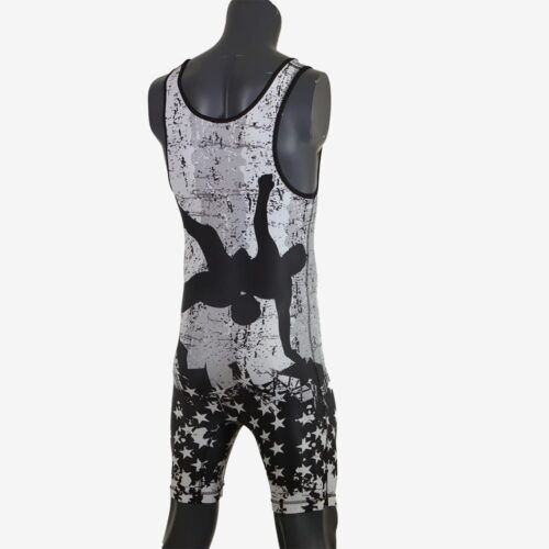 USA Black & White Wrestling Pride Men's Singlet - Image 17