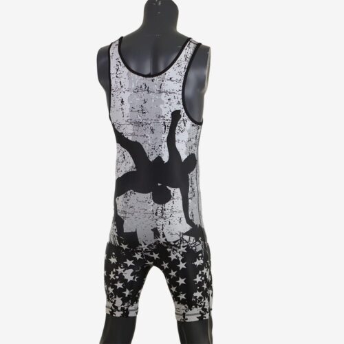 USA Black & White Wrestling Pride Men's Singlet - Image 18