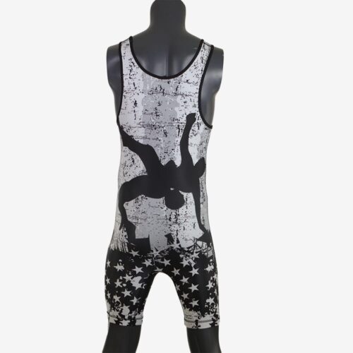 USA Black & White Wrestling Pride Men's Singlet - Image 19