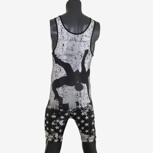 USA Black & White Wrestling Pride Men's Singlet - Image 20