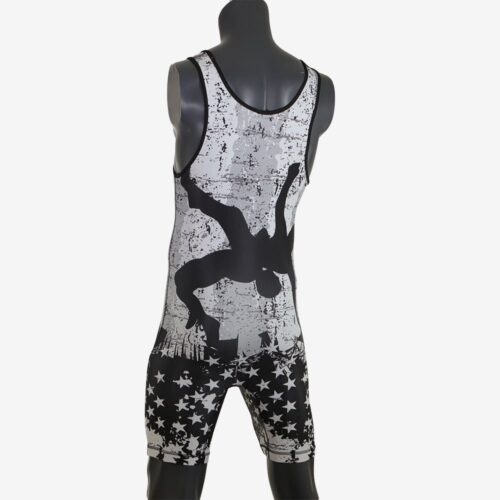 USA Black & White Wrestling Pride Men's Singlet - Image 21