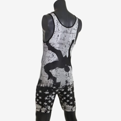 USA Black & White Wrestling Pride Men's Singlet - Image 22