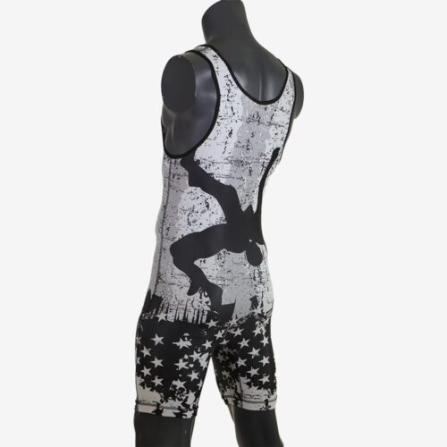 USA Black & White Wrestling Pride Men's Singlet - Image 23