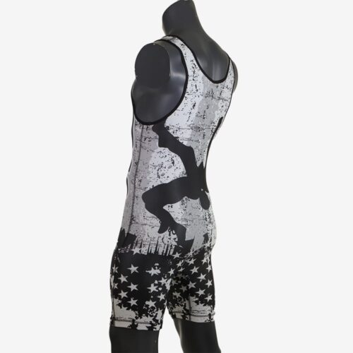 USA Black & White Wrestling Pride Men's Singlet - Image 24