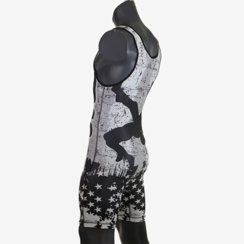 USA Black & White Wrestling Pride Men's Singlet - Image 25