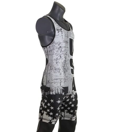 USA Black & White Wrestling Pride Men's Singlet - Image 7