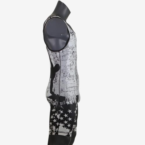 USA Black & White Wrestling Pride Men's Singlet - Image 9