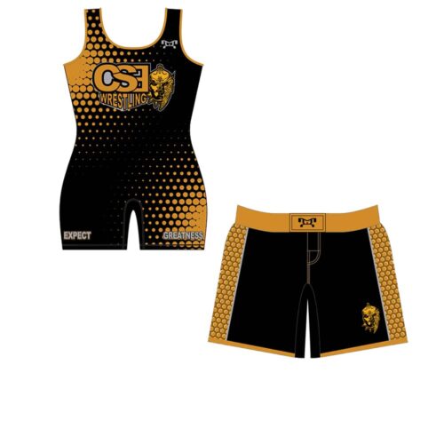 Crosstown Spartan Elite Wrestling Club Women's Singlet and Fight Shorts Combo