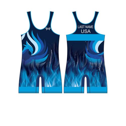 Phoenix Wrestling Club Custom Blue Singlet