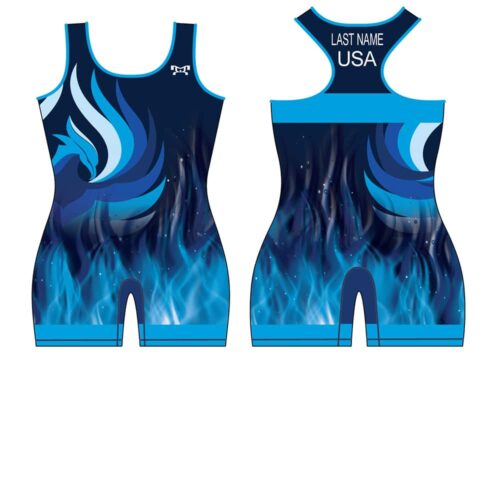 Phoenix Wrestling Club Custom Blue Womens Singlet