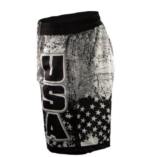 USA Black And White Wrestling Fight Shorts - Image 2