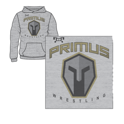 Primus Wrestling Custom Sublimated Decal Wrestling Grey Hoodie
