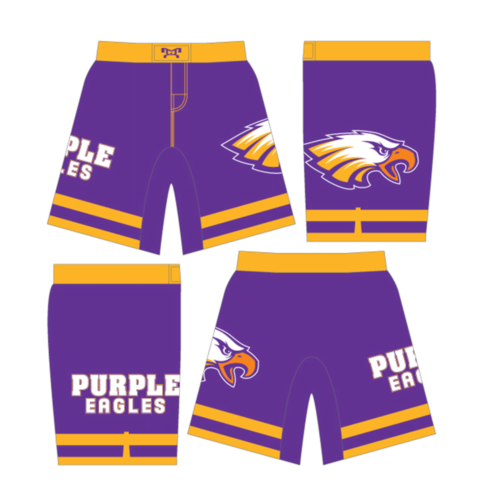 Purple Eagles Wrestling Academy Custom Gold Fight Shorts