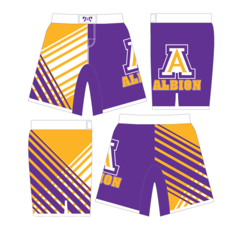 Purple Eagles Wrestling Academy Custom White Fight Shorts