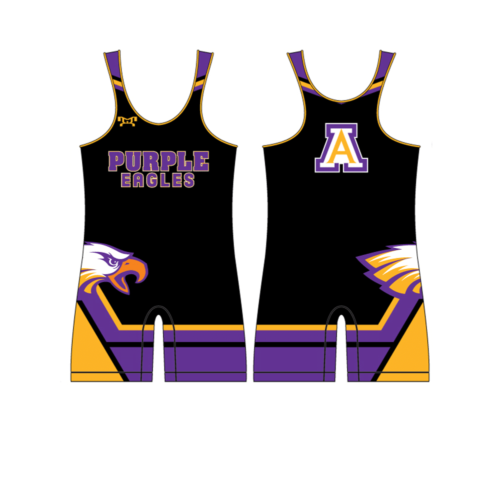 Purple Eagles Wrestling Academy Men's Black Custom Singlet