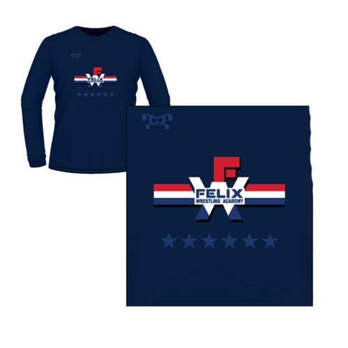 Felix Wrestling Academy Long Sleeve Blue With Stars Custom T-Shirt