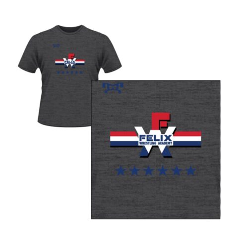 Felix Wrestling Academy Custom Grey W Stars T-Shirt
