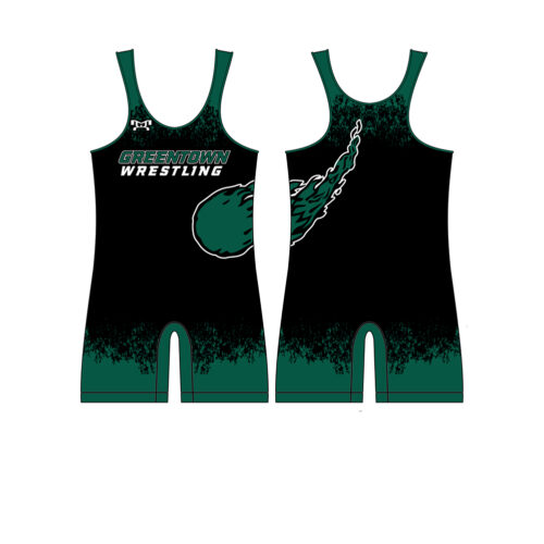 Greentown Wrestling Club Green & Black Wrestling Singlet