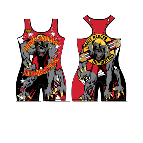 Honey Badger Women's Red Custom Singlet