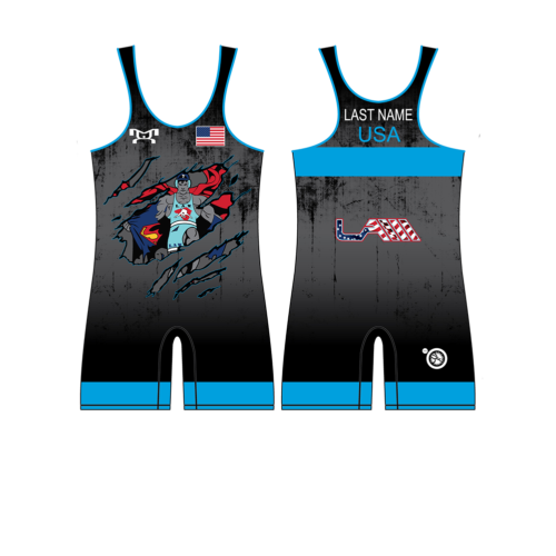 Lancaster Alliance Wrestling Blue Wrestling Custom Singlet