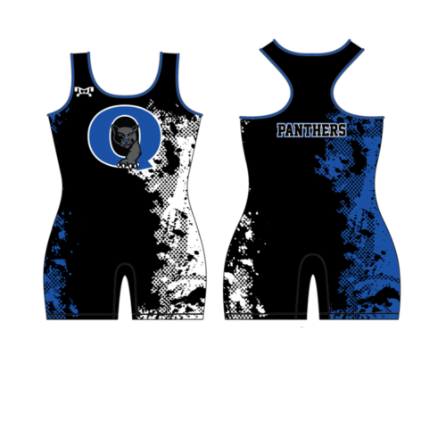 Quakertown Youth Wrestling Club Women's Blue & Black Custom Singlet